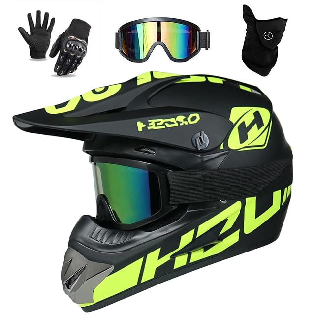Casco da fuoristrada UIGJIOG con la maschera e i guanti in dotazione