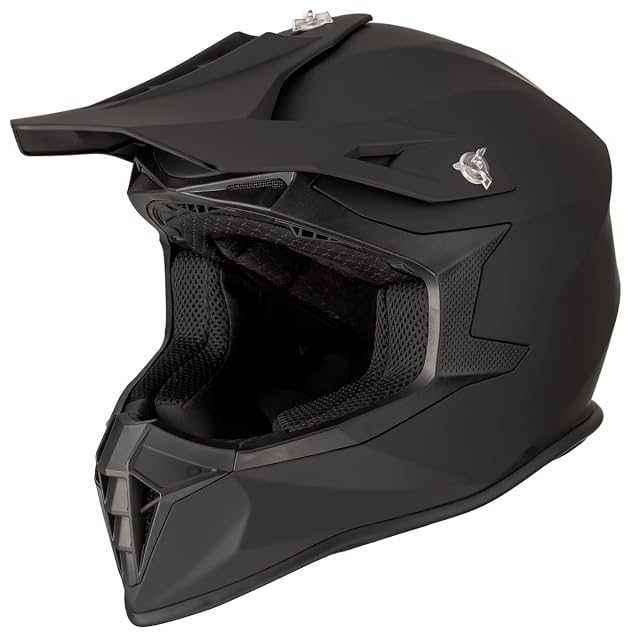Casco cross Vinz Luis nero opaco con il frontino montato