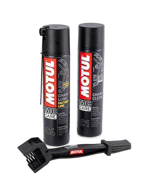 Kit per la cura della catena Motul con C4, C1 e spazzola