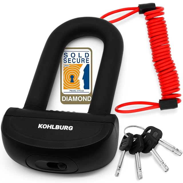 Bloccadisco KOHLBURG Sold Secure Diamond con cavo ad anello rosso