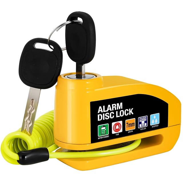 Bloccadisco con allarme Vemfay con cordino promemoria arancione
