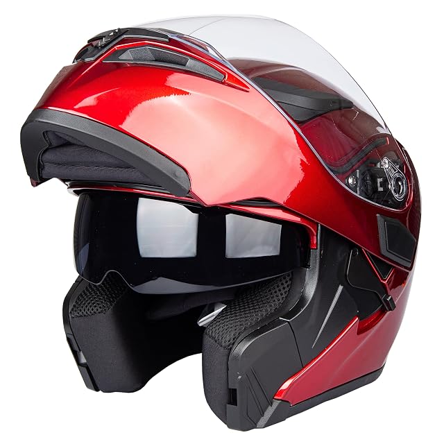 Casco modulare JIEKAI JK902 rosso, mentoniera chiusa