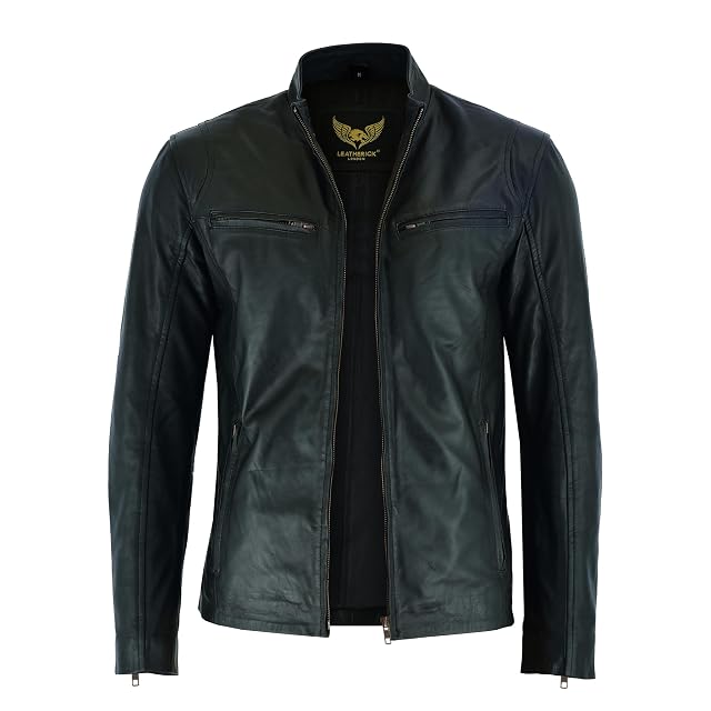 Giacca di pelle café racer Leatherick Hooper nera