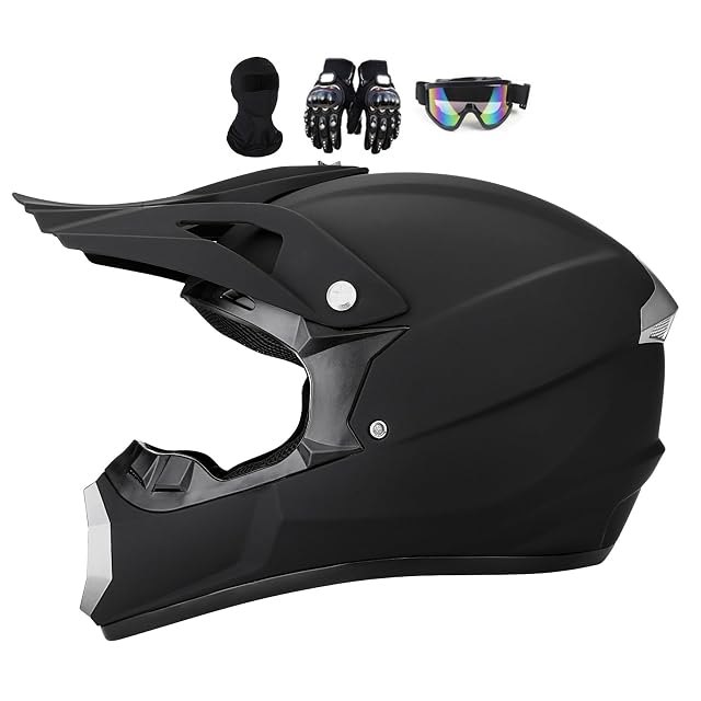 Casco cross per ragazzi HelmYezett con la maschera in dotazione