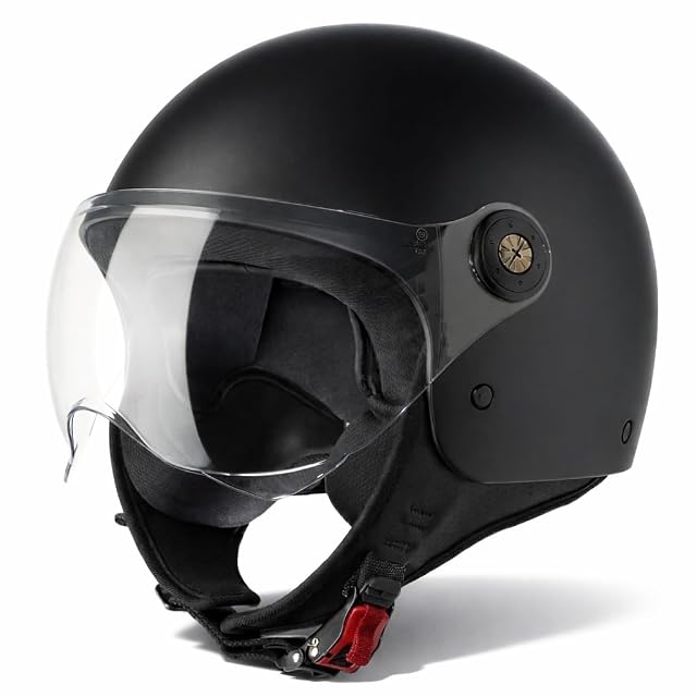 Casco jet Vinz Duoro con la visiera sollevata