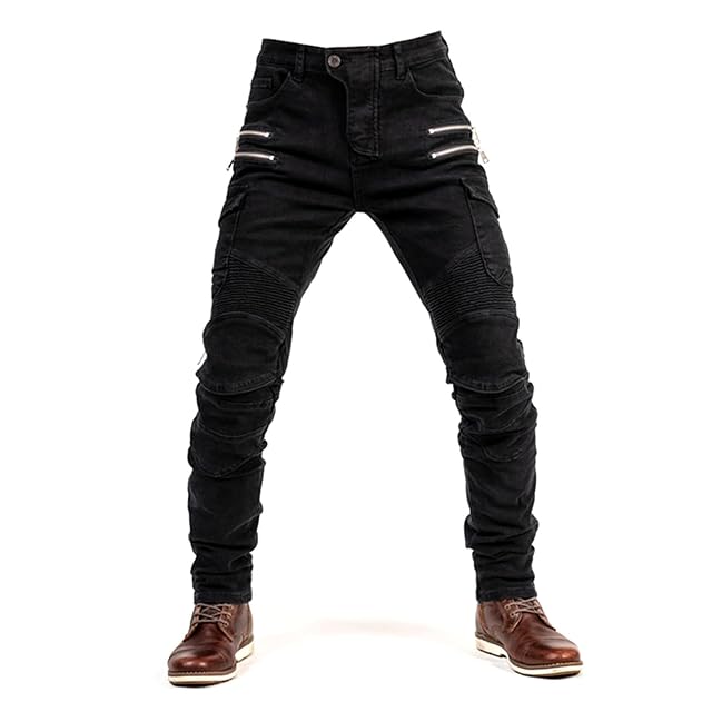 Jeans da moto oFzimTo a gamba dritta, vista di fronte